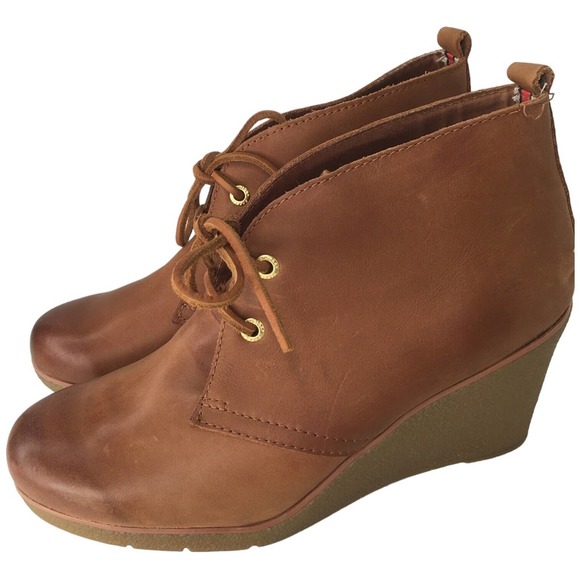 Sperry Top Sider Stella Prow Leather Ankle Booties Wedge Womens Brown 9M - Picture 1 of 11
